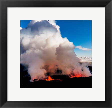 Framed Volcano Eruption at the Holuhraun Fissure, Bardarbunga Volcano, Iceland. Print