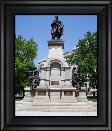 Framed Governor Thomas A. Hendricks Monument at Indiana State Capitol Building Print