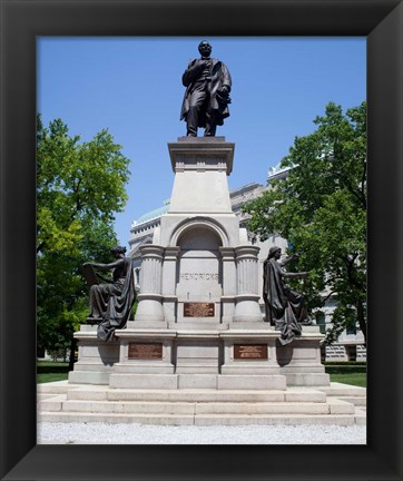 Framed Governor Thomas A. Hendricks Monument at Indiana State Capitol Building Print