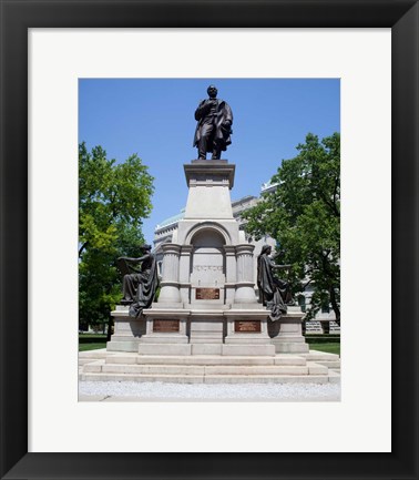 Framed Governor Thomas A. Hendricks Monument at Indiana State Capitol Building Print