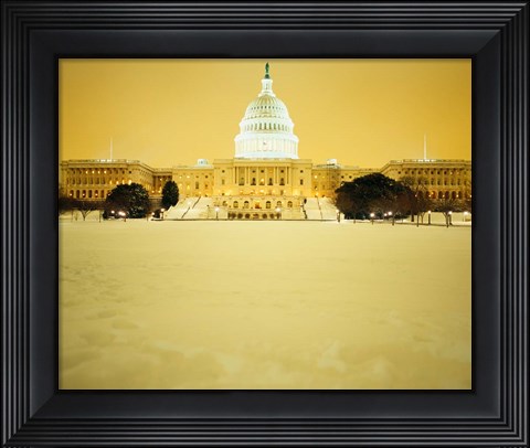 Framed US Capitol Building during Snow Storm, Washington DC Print