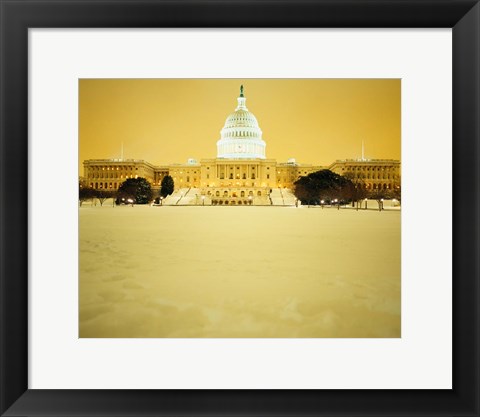 Framed US Capitol Building during Snow Storm, Washington DC Print