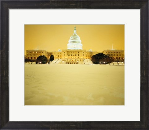 Framed US Capitol Building during Snow Storm, Washington DC Print