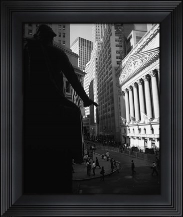 Framed Silhouette of George Washington Statue, Manhattan, New York City Print