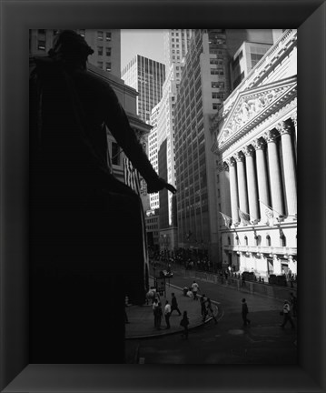 Framed Silhouette of George Washington Statue, Manhattan, New York City Print