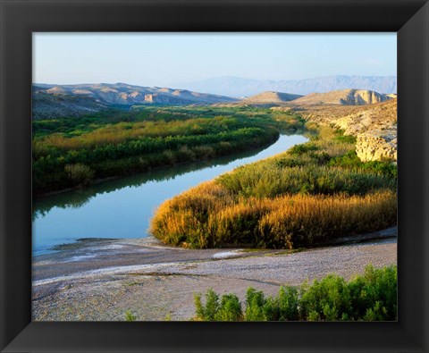 Framed High angle view of Rio Grande flood plain, Big Bend National Park, Texas, USA. Print