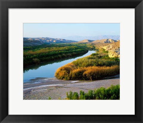 Framed High angle view of Rio Grande flood plain, Big Bend National Park, Texas, USA. Print