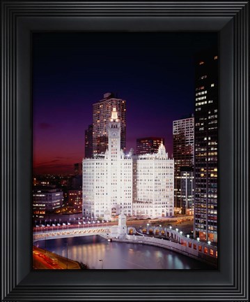 Framed Wrigley Building, Michigan Avenue, Chicago Print
