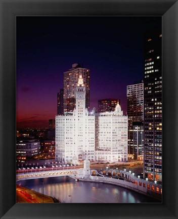Framed Wrigley Building, Michigan Avenue, Chicago Print