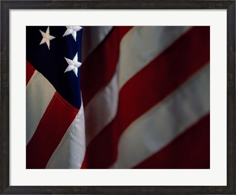 Framed Close-up of an American Flag (detail) Print
