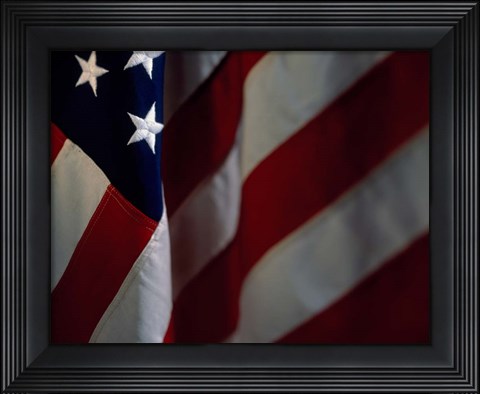 Framed Close-up of an American Flag (detail) Print