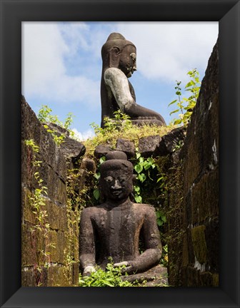 Framed Buddha statues at Koe Thaung Temple, Myanmar Print