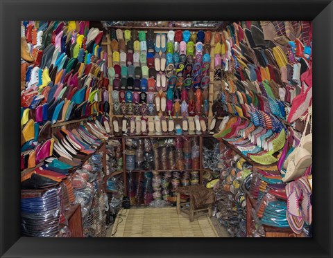 Framed Shoe store, Essaouira, Morocco Print