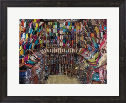 Framed Shoe store, Essaouira, Morocco Print