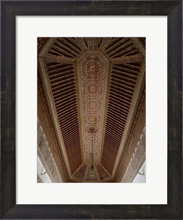 Framed Highly Decorated Roof of Palais Bahia, Marrakesh, Morocco Print