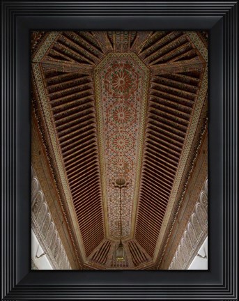 Framed Highly Decorated Roof of Palais Bahia, Marrakesh, Morocco Print