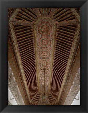 Framed Highly Decorated Roof of Palais Bahia, Marrakesh, Morocco Print