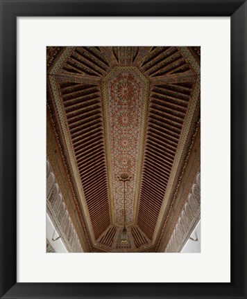 Framed Highly Decorated Roof of Palais Bahia, Marrakesh, Morocco Print