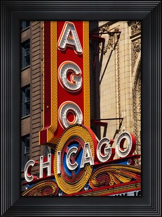 Framed Chicago Theater Sign, Illinois Print