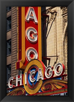 Framed Chicago Theater Sign, Illinois Print