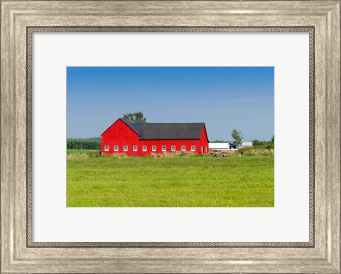 Framed Red barn in Grenville County in Ontario, Canada Print