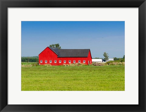 Framed Red barn in Grenville County in Ontario, Canada Print