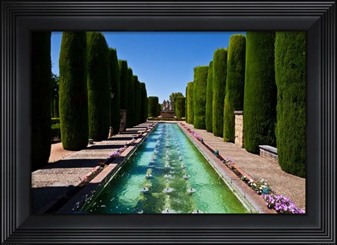 Framed Gardens of the Alcazar de los Reyes Cristianos, Spain Print