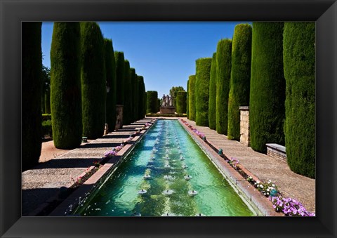 Framed Gardens of the Alcazar de los Reyes Cristianos, Spain Print