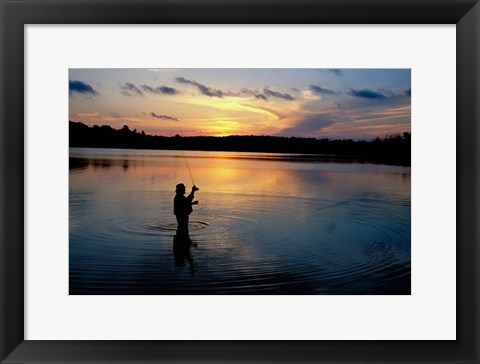 Framed Fly Fisherman, Mauthe Lake, Kettle Moraine State Forest Print