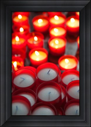 Framed Votive candles in a Cathedral, Como Cathedral, Lombardy, Italy Print