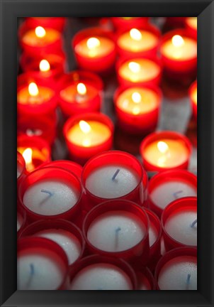 Framed Votive candles in a Cathedral, Como Cathedral, Lombardy, Italy Print