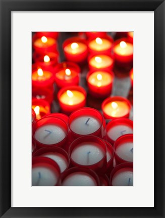 Framed Votive candles in a Cathedral, Como Cathedral, Lombardy, Italy Print