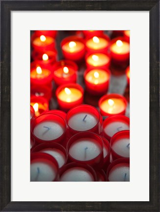 Framed Votive candles in a Cathedral, Como Cathedral, Lombardy, Italy Print