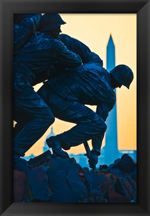 Framed Iwo Jima Memorial at Dusk, Arlington National Cemetery, Arlington, Virginia Print