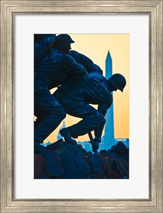 Framed Iwo Jima Memorial at Dusk, Arlington National Cemetery, Arlington, Virginia Print