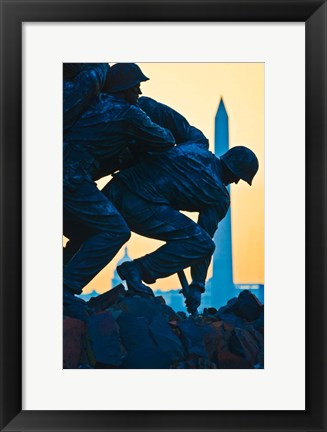 Framed Iwo Jima Memorial at Dusk, Arlington National Cemetery, Arlington, Virginia Print