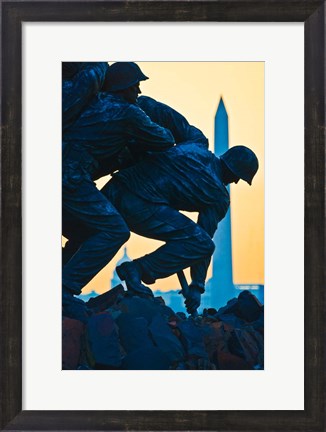 Framed Iwo Jima Memorial at Dusk, Arlington National Cemetery, Arlington, Virginia Print