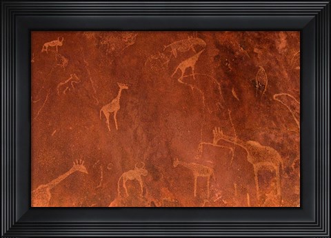Framed Cave Paintings by Bushmen, Damaraland, Namibia Print