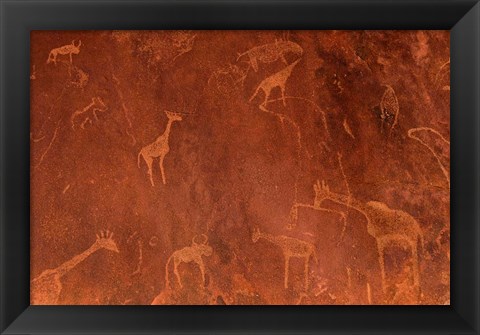 Framed Cave Paintings by Bushmen, Damaraland, Namibia Print