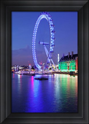 Framed Millennium Wheel, London County Hall, Thames River, London, England Print