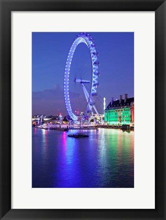 Framed Millennium Wheel, London County Hall, Thames River, London, England Print