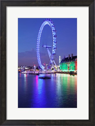 Framed Millennium Wheel, London County Hall, Thames River, London, England Print
