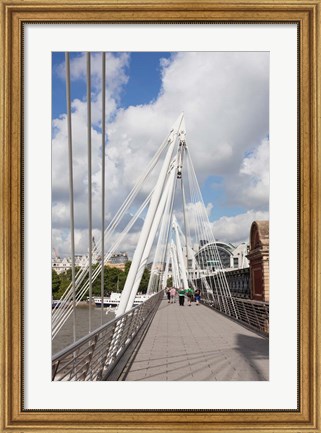 Framed Golden Jubilee Bridge, Thames River, London, England Print