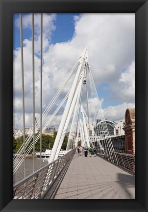 Framed Golden Jubilee Bridge, Thames River, London, England Print