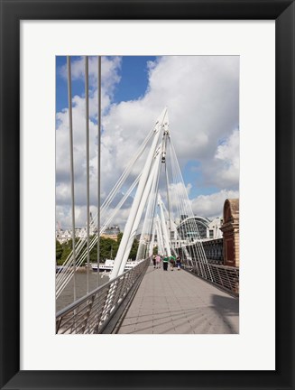 Framed Golden Jubilee Bridge, Thames River, London, England Print