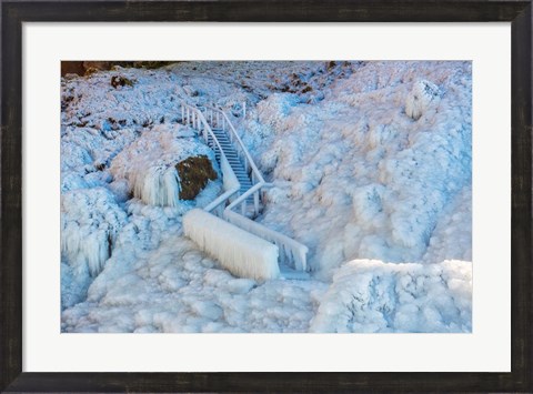 Framed Frozen Staircase by Seljalandsfoss Waterfall, Iceland Print