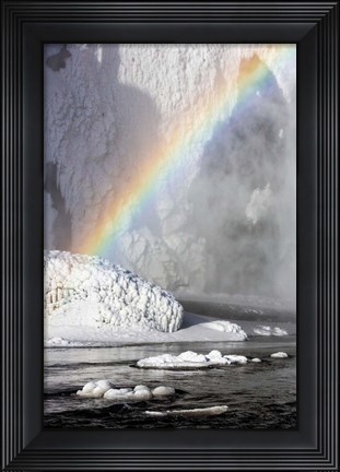 Framed Rainbow over Skogarfoss Waterfall Iceland Print