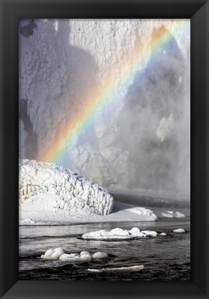 Framed Rainbow over Skogarfoss Waterfall Iceland Print