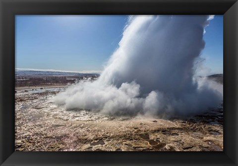 Framed Strokkur Geyser Erupting, Iceland Print