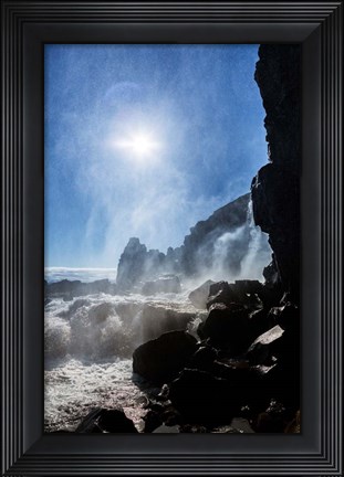 Framed Oxararfoss Waterfalls, Thingvellir National Park, Iceland Print